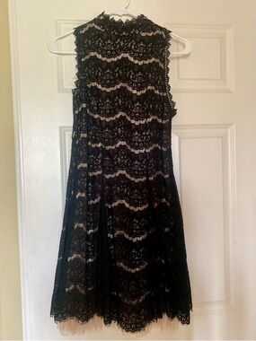 Three Hearts Black Lace Trim Dress